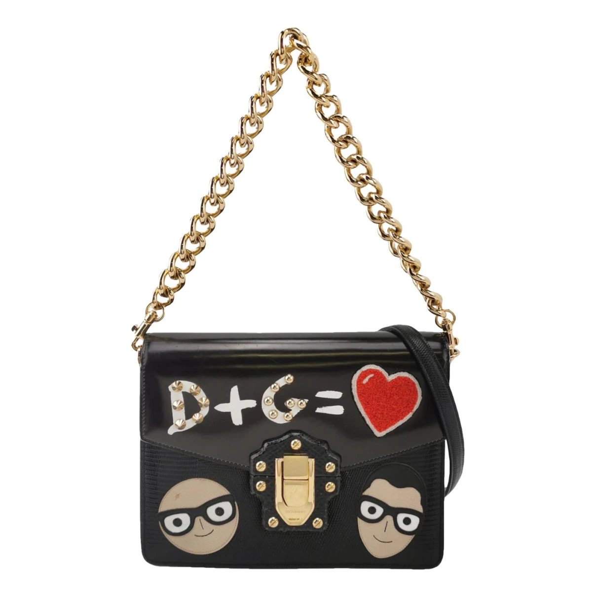 Pre-owned Dolce & Gabbana Lucia Leather Crossbody Bag In Black