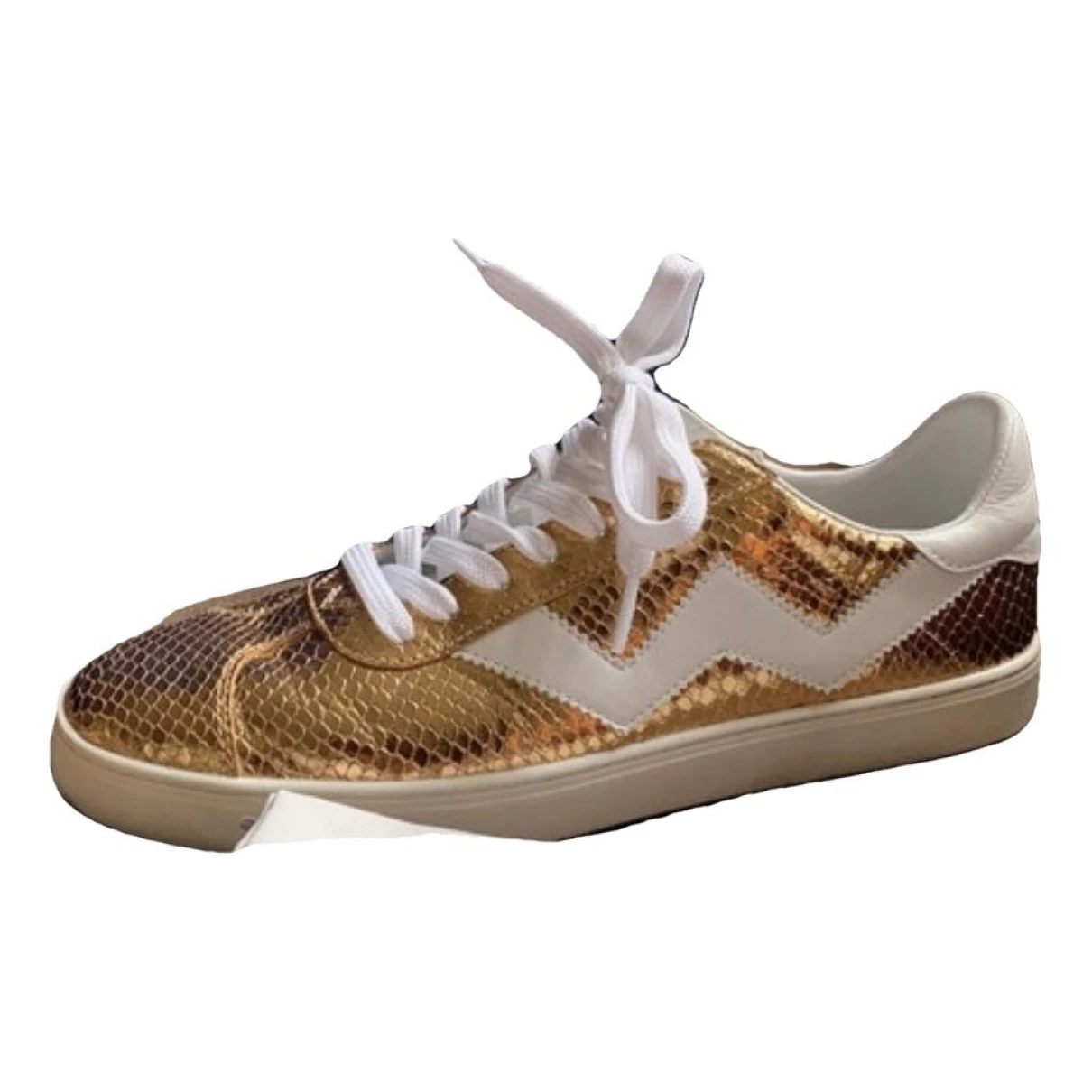 Pre-owned Stuart Weitzman Leather Trainers In Gold