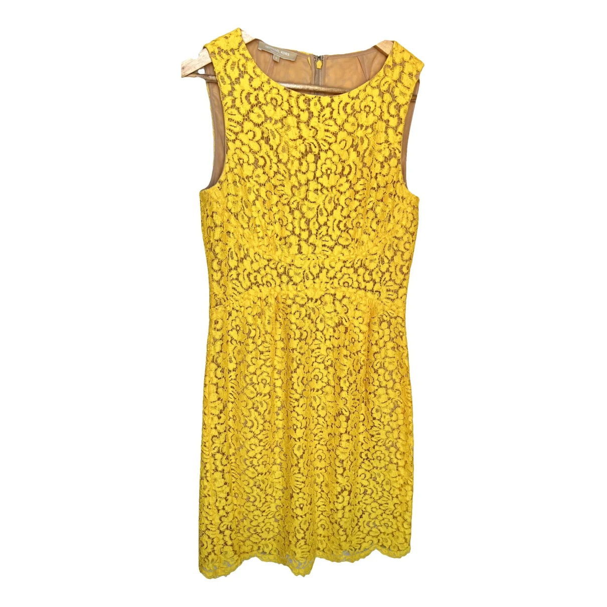 Pre-owned Michael Kors Lace Mid-length Dress In Yellow