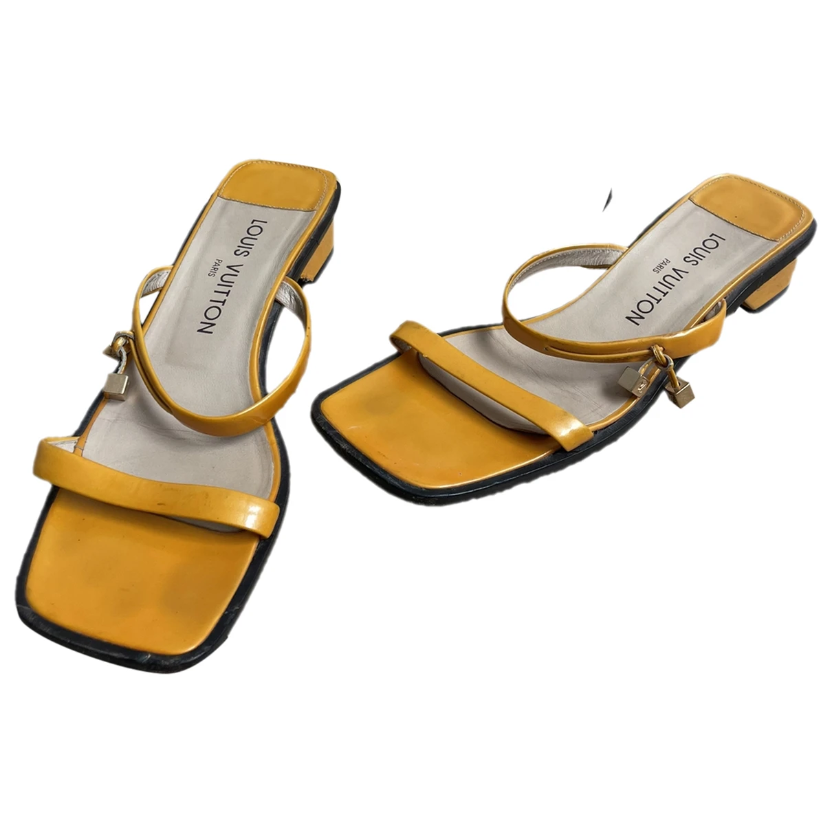 Pre-owned Louis Vuitton Leather Mules In Yellow