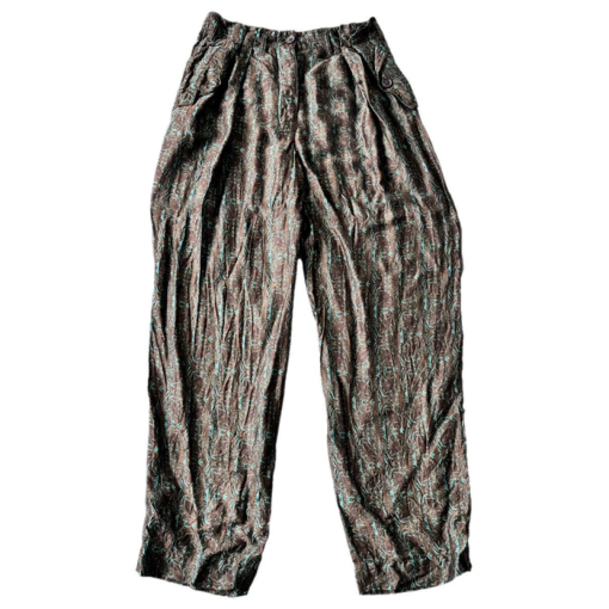 Pre-owned Dries Van Noten Silk Straight Pants In Multicolour