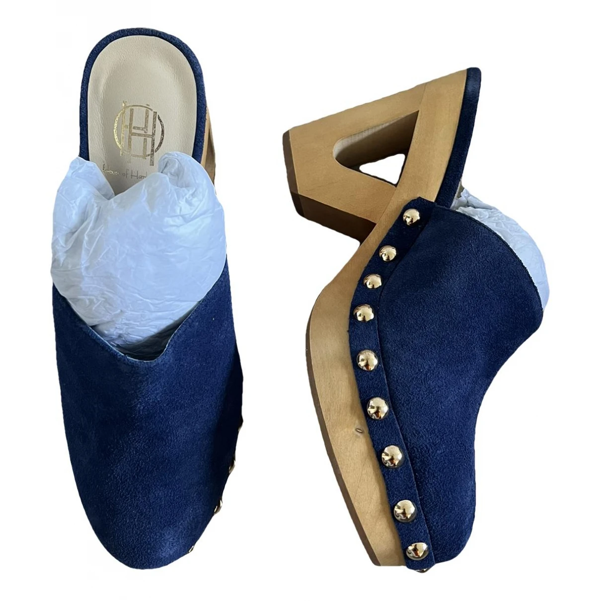 Pre-owned House Of Harlow 1960 Mules & Clogs In Navy
