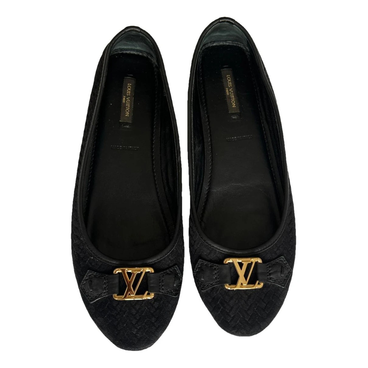 Pre-owned Louis Vuitton Velvet Ballet Flats In Black