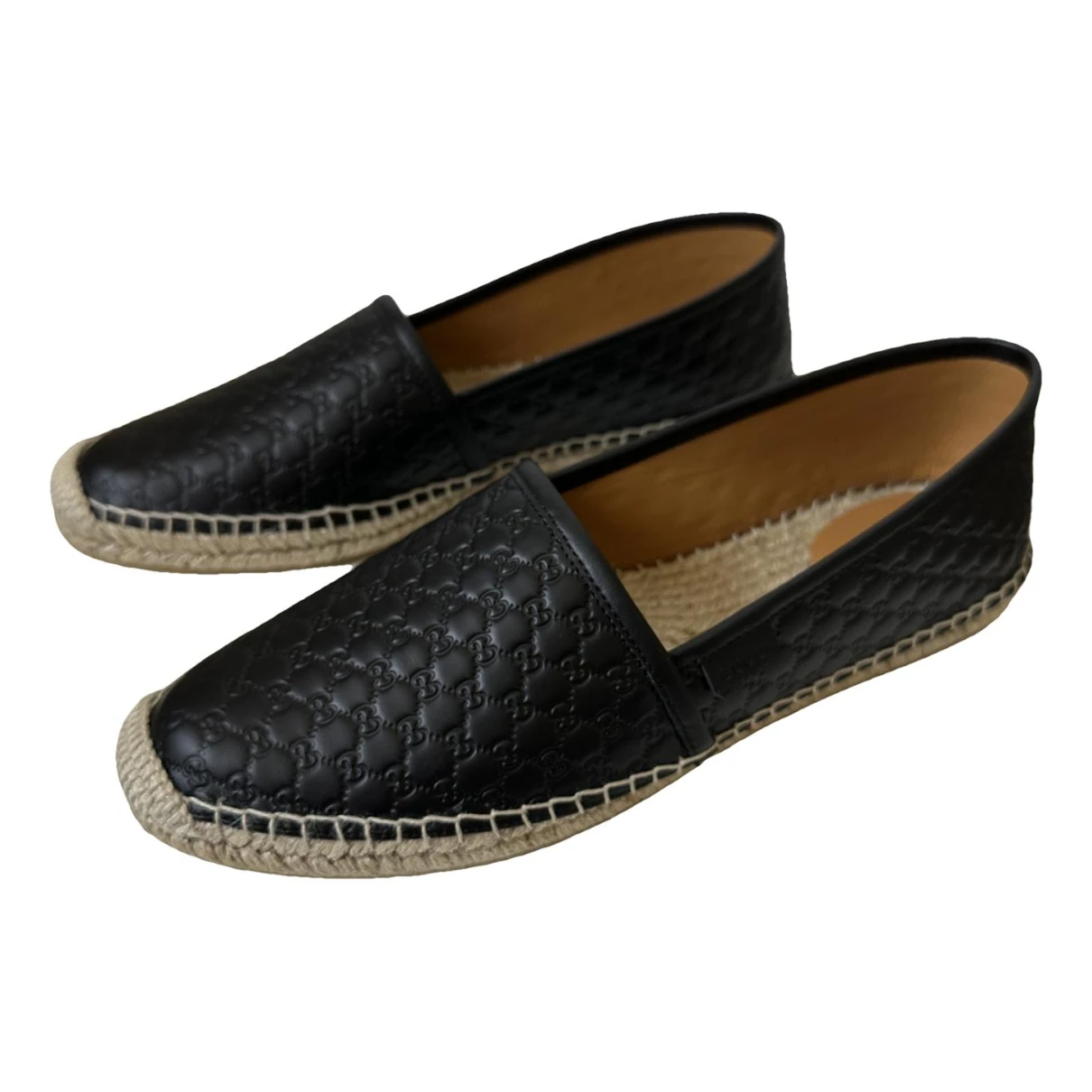 Pre-owned Gucci Leather Espadrilles In Black