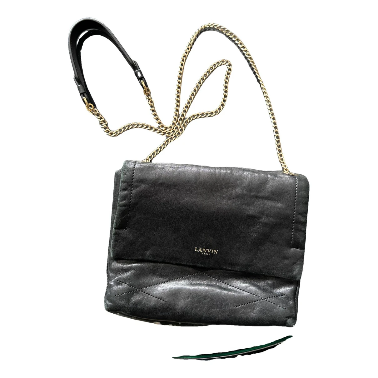 Pre-owned Lanvin Leather Crossbody Bag In Black