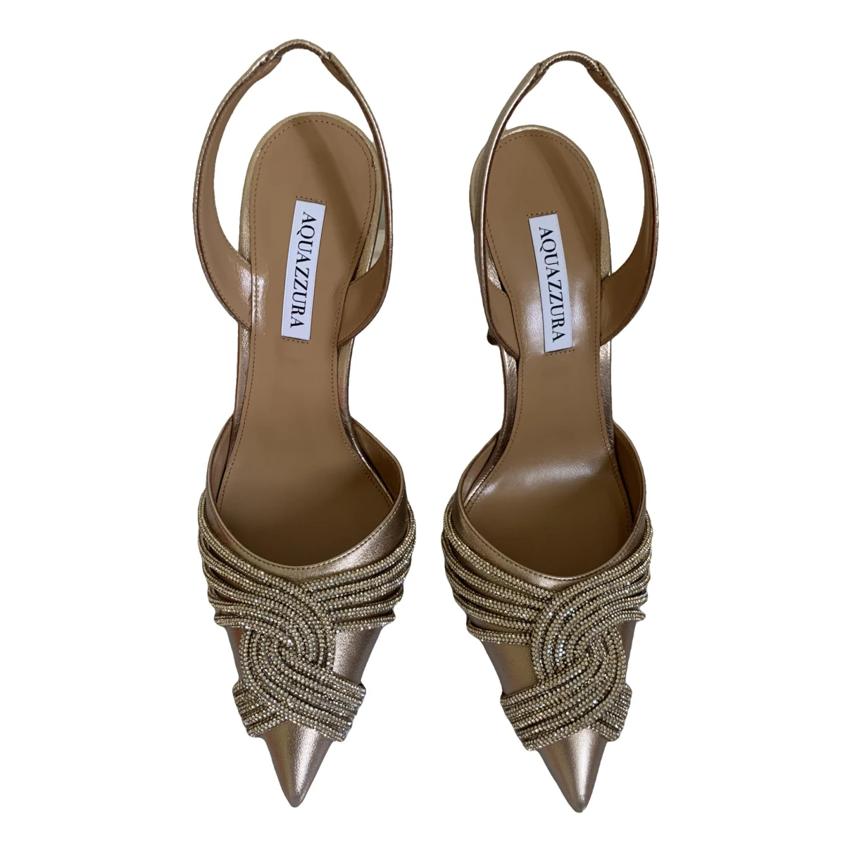 Pre-owned Aquazzura Leather Heels In Gold