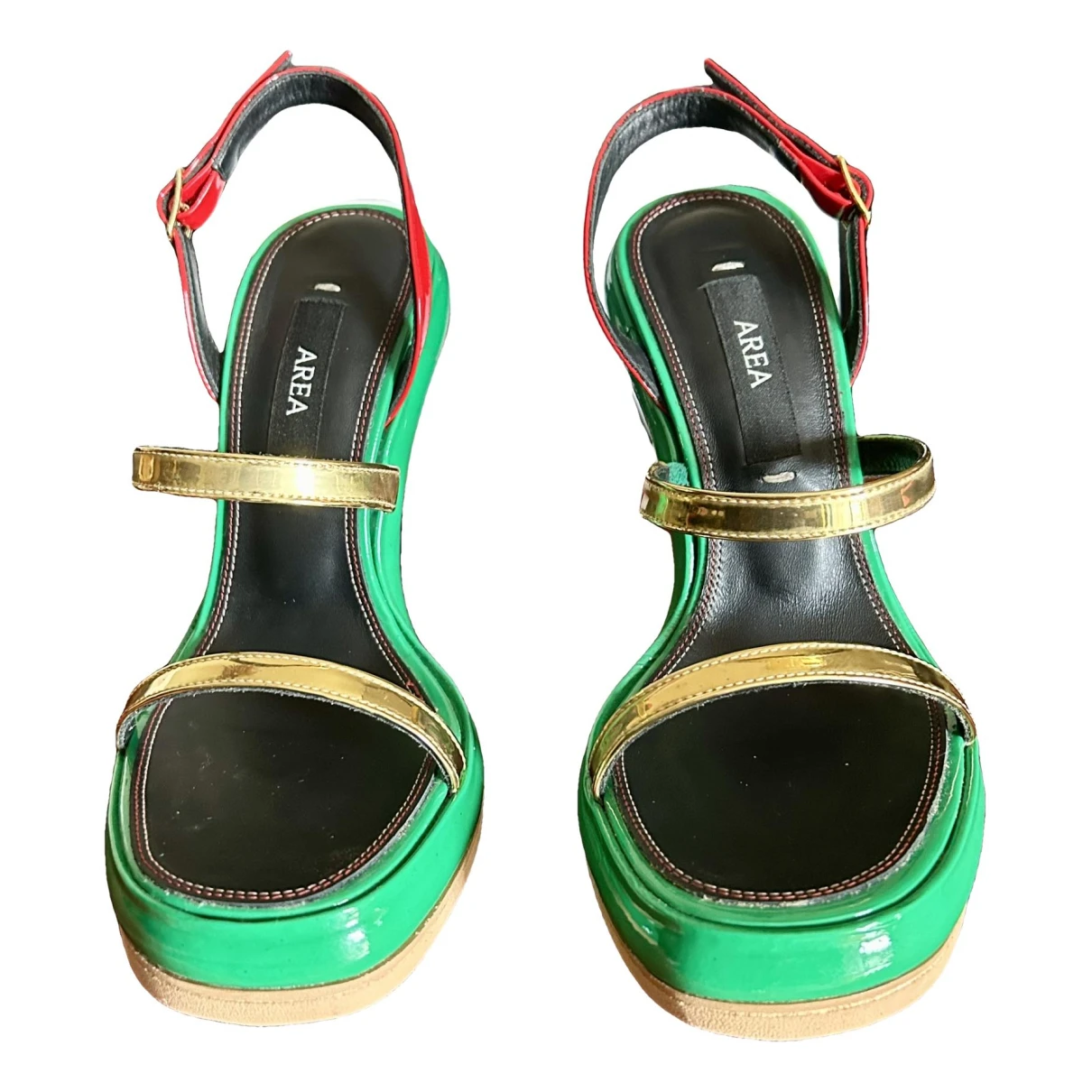 Pre-owned Area Leather Heels In Green
