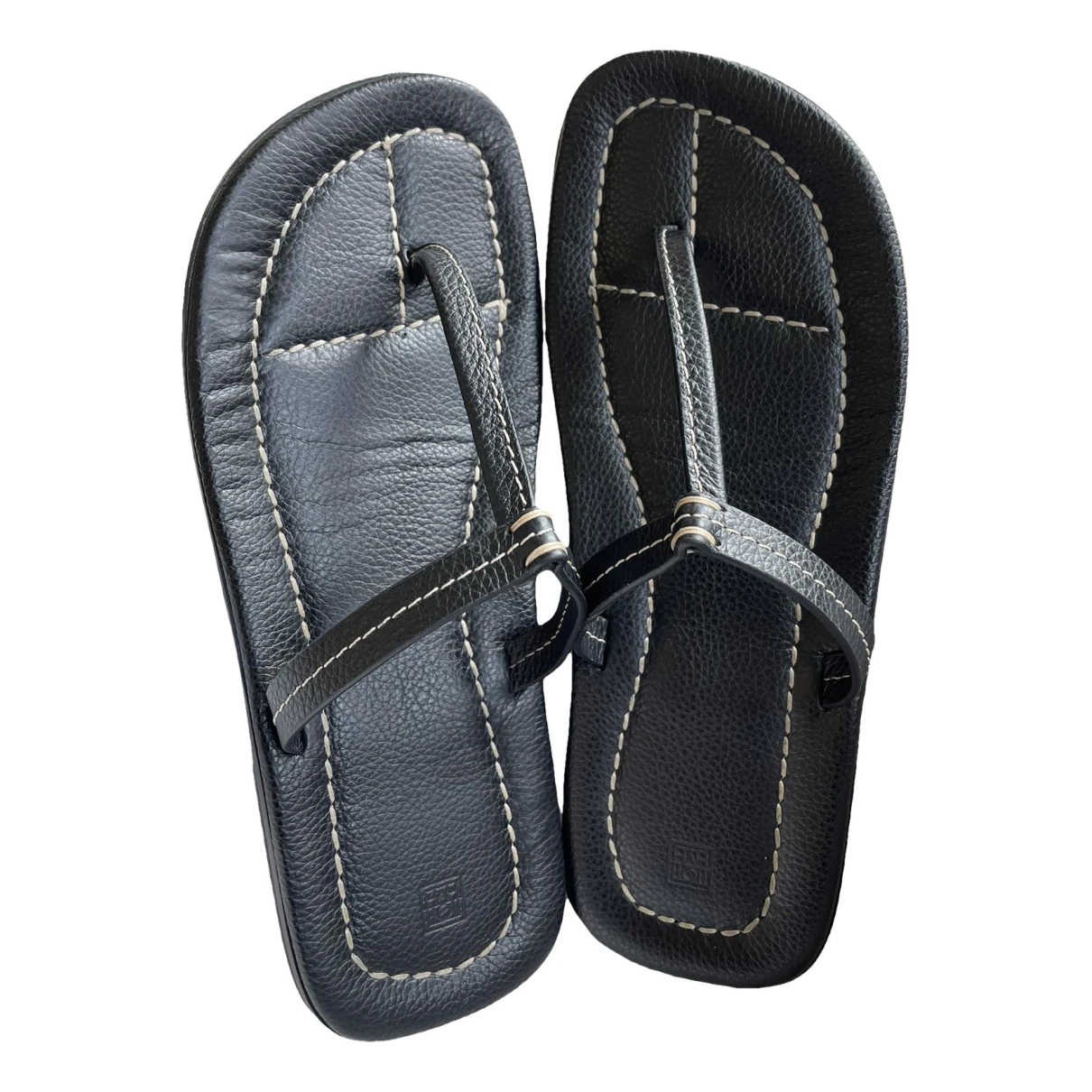 Pre-owned Totême Leather Sandals In Black