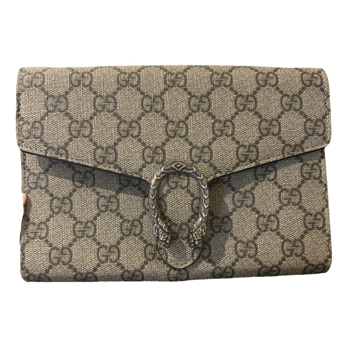 Pre-owned Gucci Dionysus Chain Wallet Leather Crossbody Bag In Grey