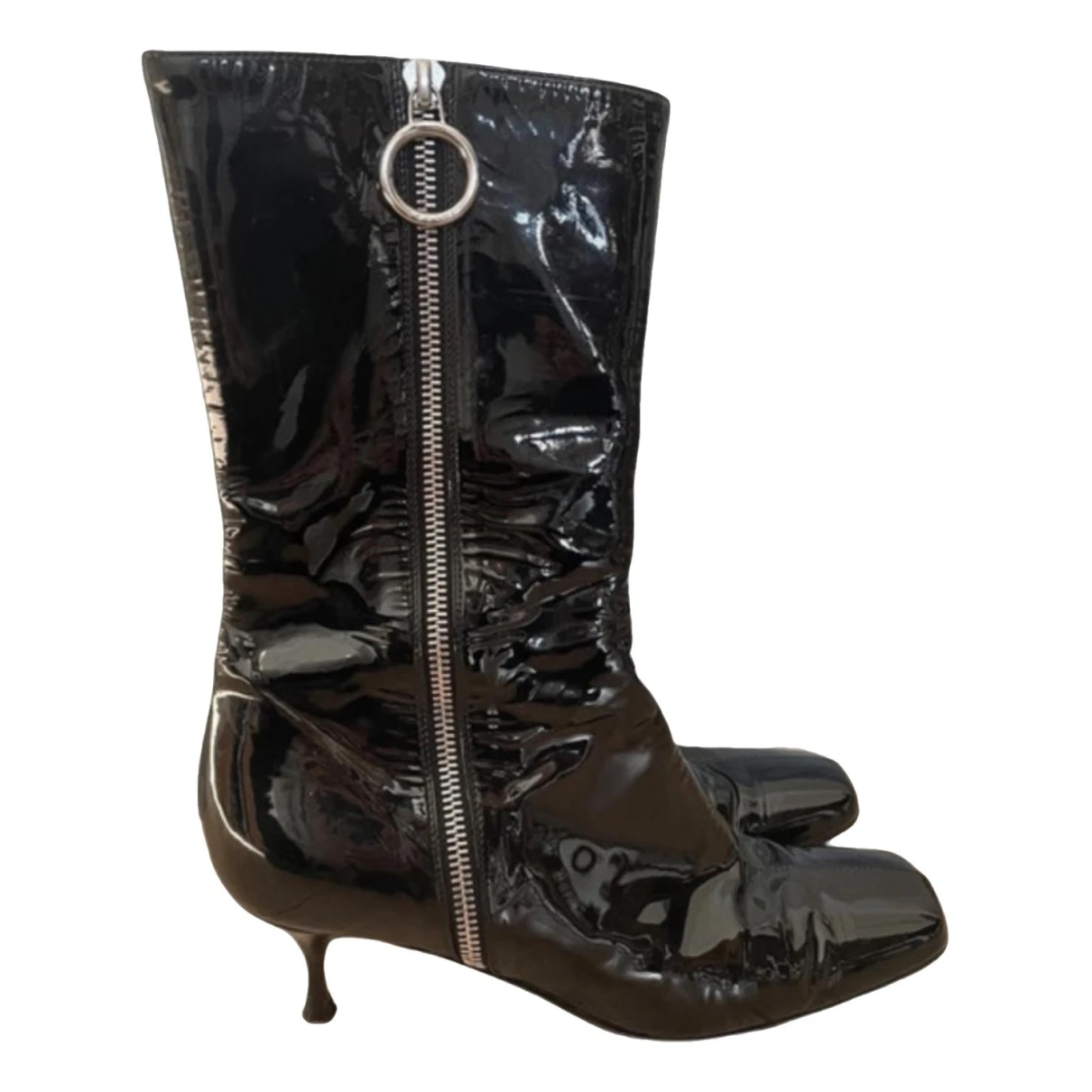 Pre-owned Celine Patent Leather Boots In Black