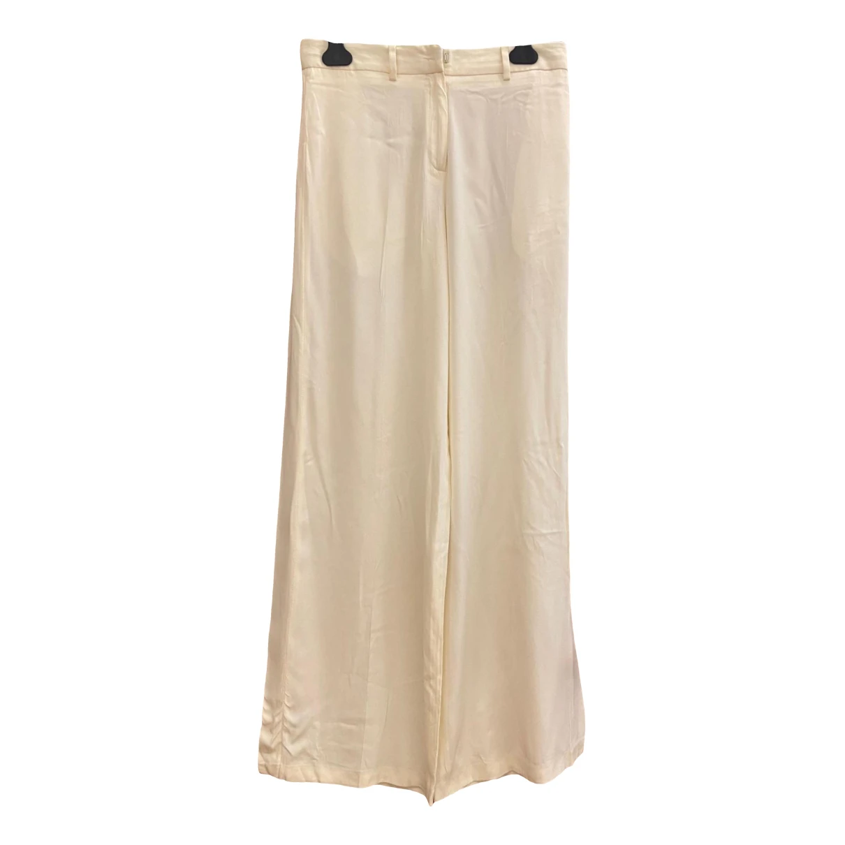 Pre-owned Vionnet Silk Large Pants In White
