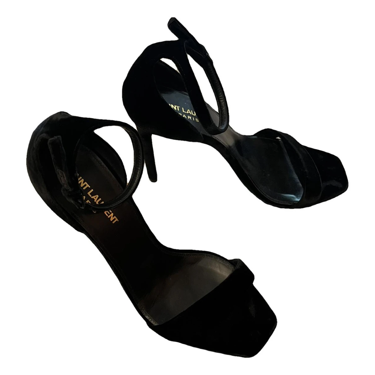 Pre-owned Saint Laurent Velvet Sandals In Black