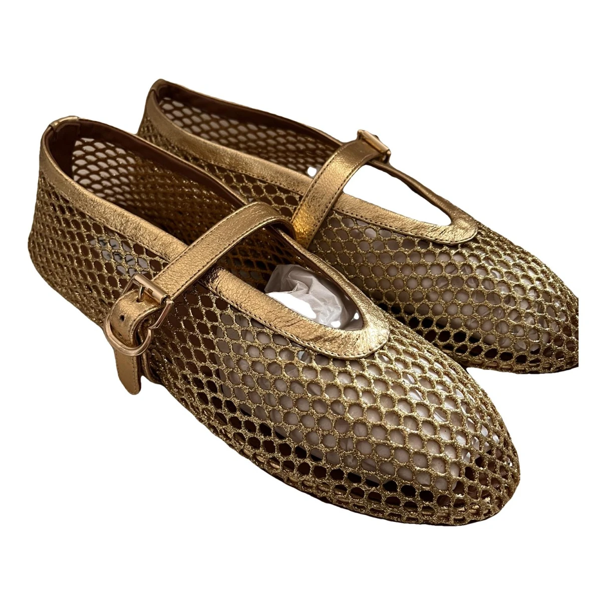 Pre-owned Alaïa Leather Ballet Flats In Gold