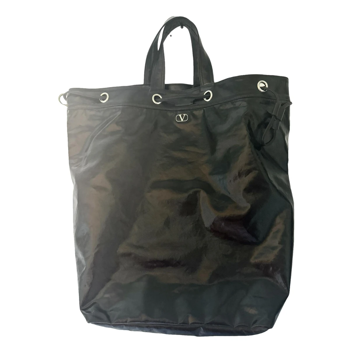 Pre-owned Valentino Garavani Patent Leather Travel Bag In Black