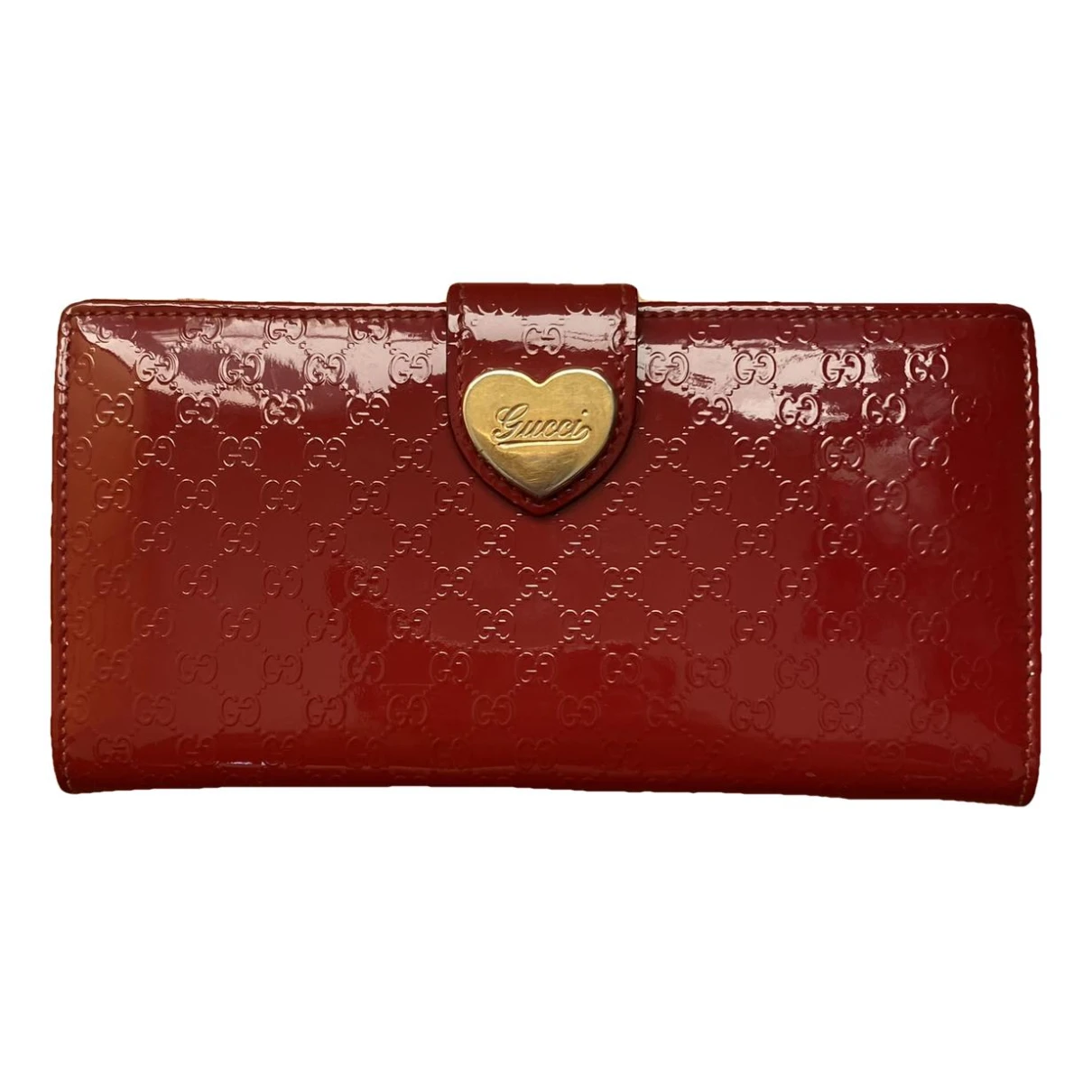 Pre-owned Gucci Patent Leather Wallet In Burgundy