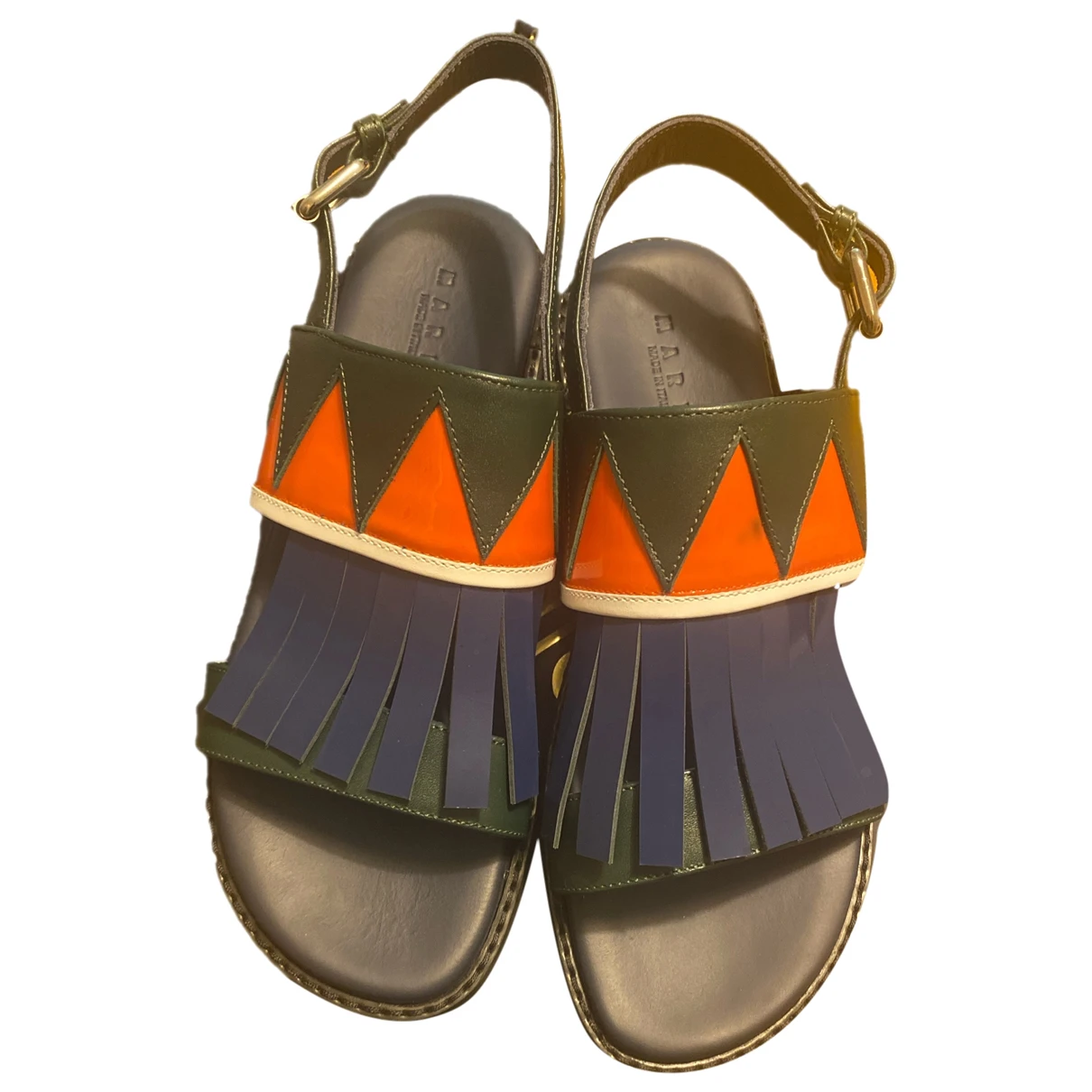 Pre-owned Marni Leather Sandals In Navy