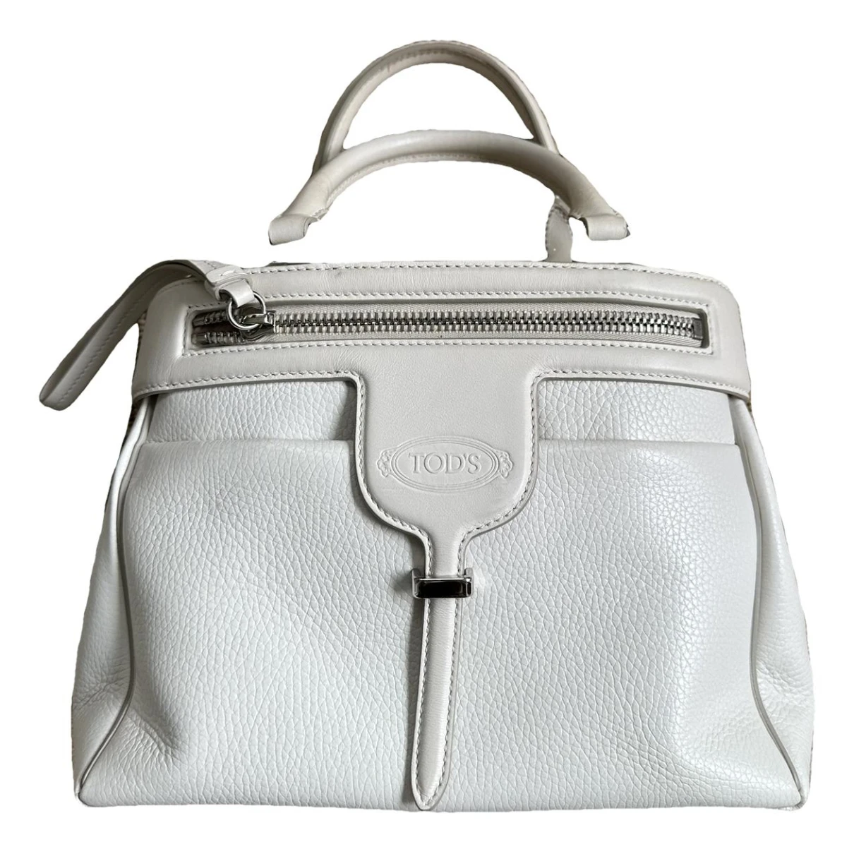 Pre-owned Tod's Holly Leather Handbag In White