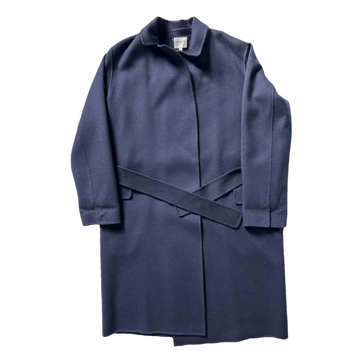 Pre-owned Armani Collezioni Cashmere Coat In Blue
