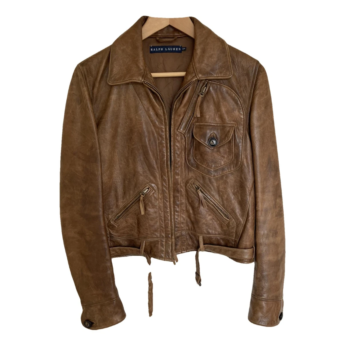 Pre-owned Ralph Lauren Leather Short Vest In Brown
