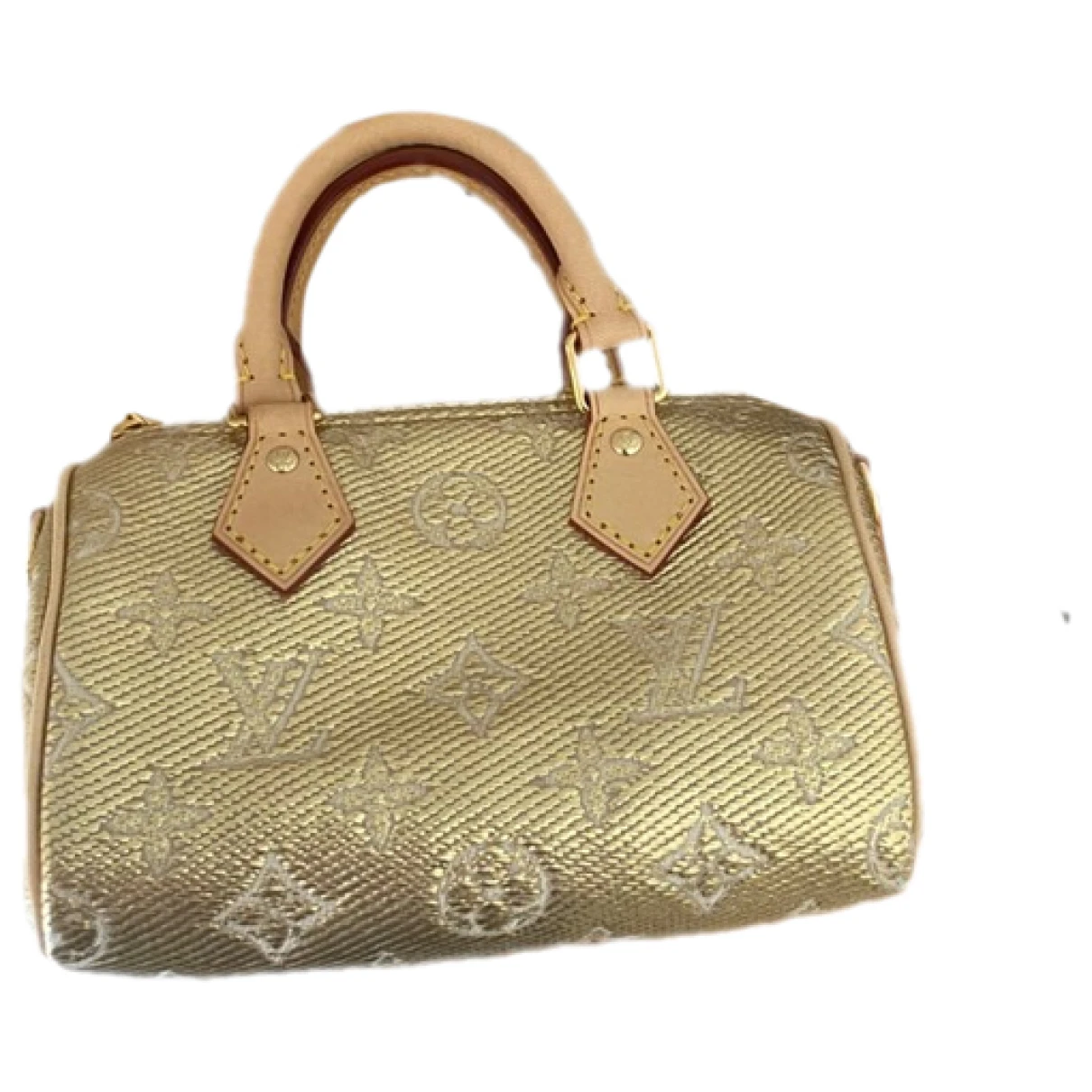 Pre-owned Louis Vuitton Nano Speedy / Mini Hl Leather Handbag In Gold