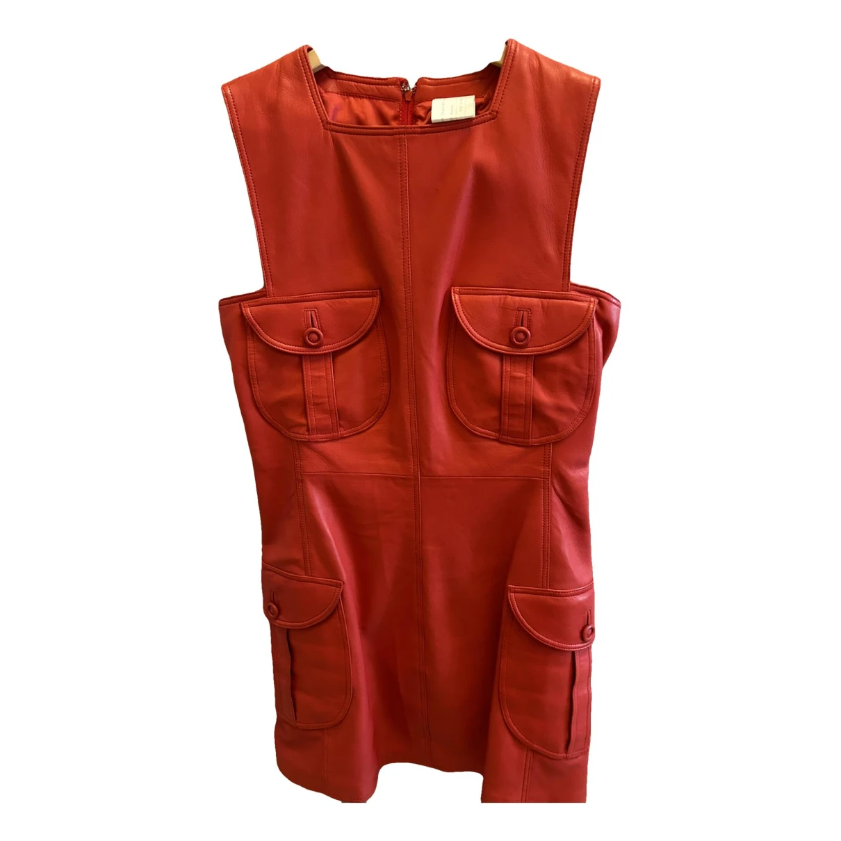 Pre-owned Versace Leather Mini Dress In Red