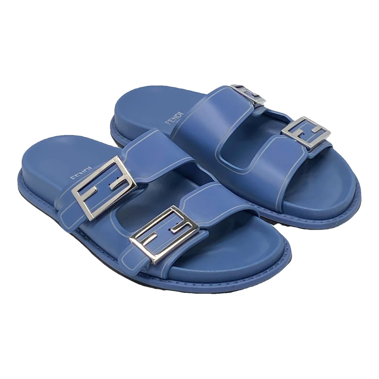 Pre-owned Fendi Feel Leather Sandal In Blue