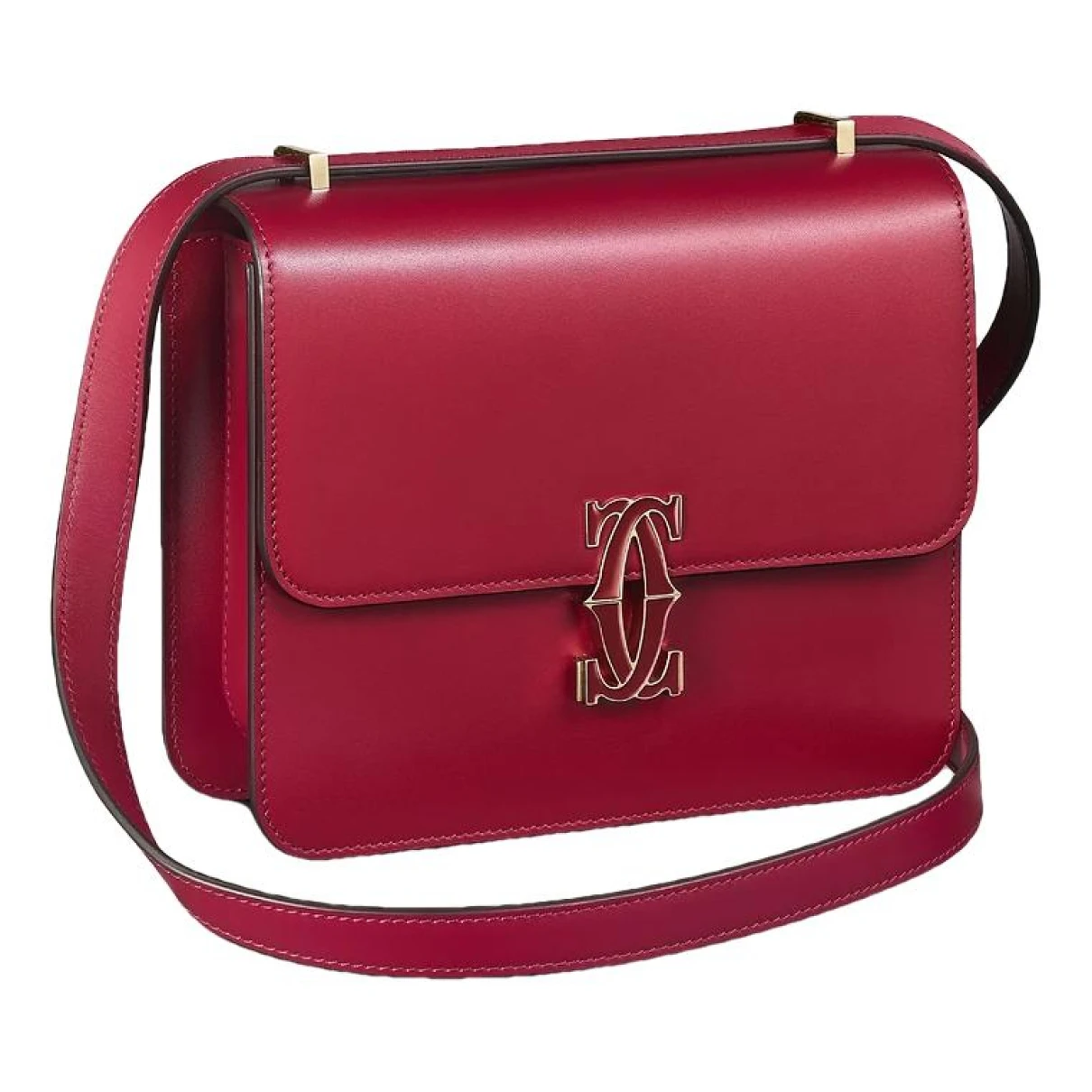 Pre-owned Cartier C Leather Handbag In Red