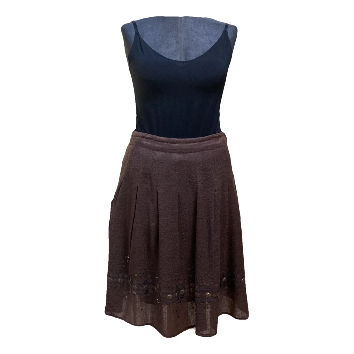 Pre-owned Sandro Wool Maxi Skirt In Brown
