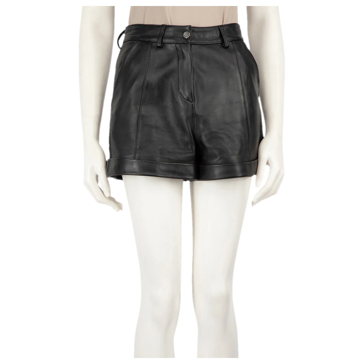 Pre-owned Maje Leather Shorts In Black