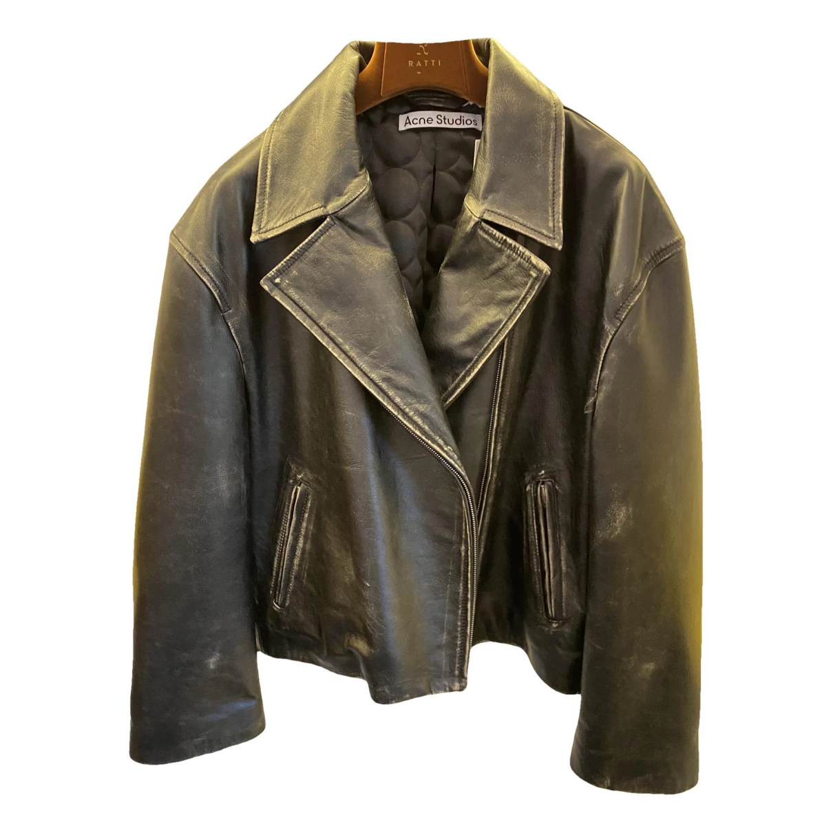 Pre-owned Acne Studios Leather Peacoat In Brown