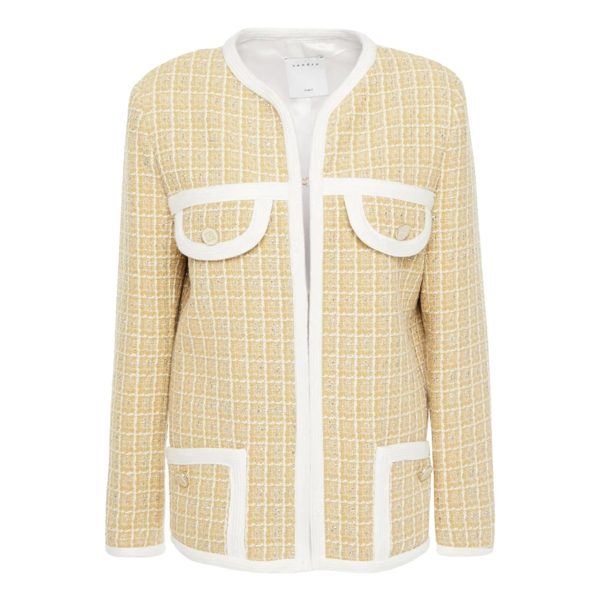 Pre-owned Sandro Tweed Blazer In Yellow