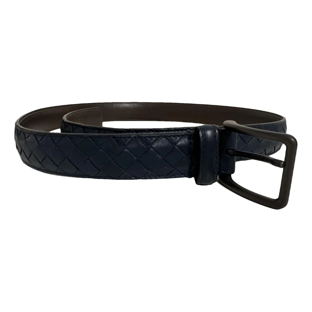 Pre-owned Bottega Veneta Leather Belt In Blue