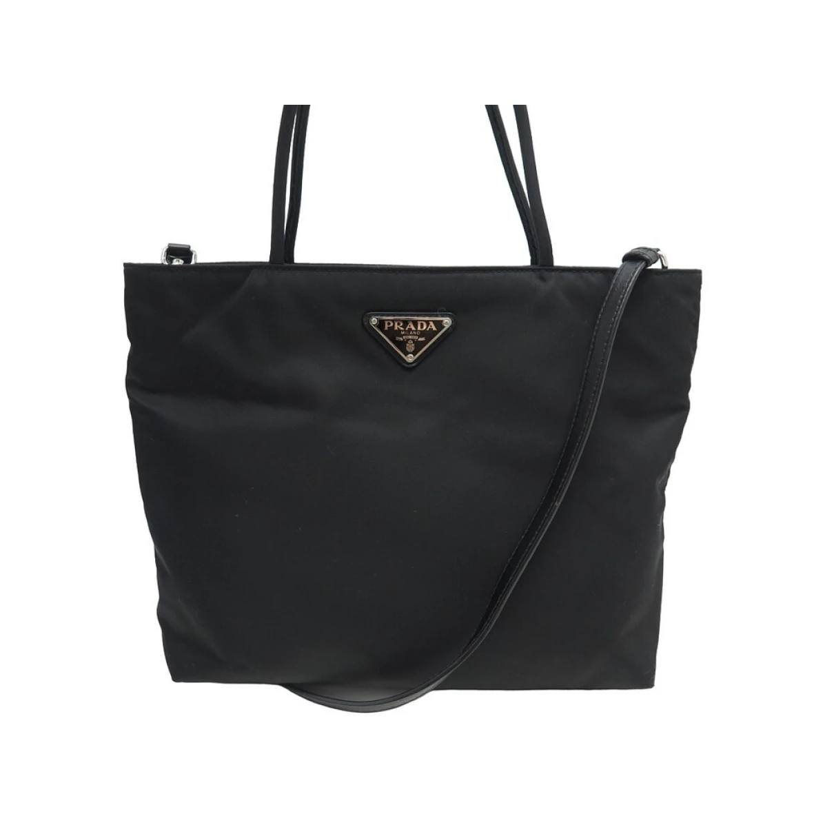 Pre-owned Prada Re-nylon Linen Handbag In Black