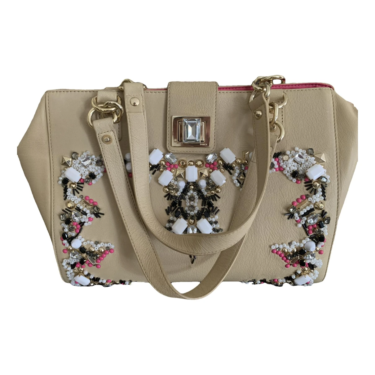 Pre-owned Juicy Couture Leather Handbag In Beige