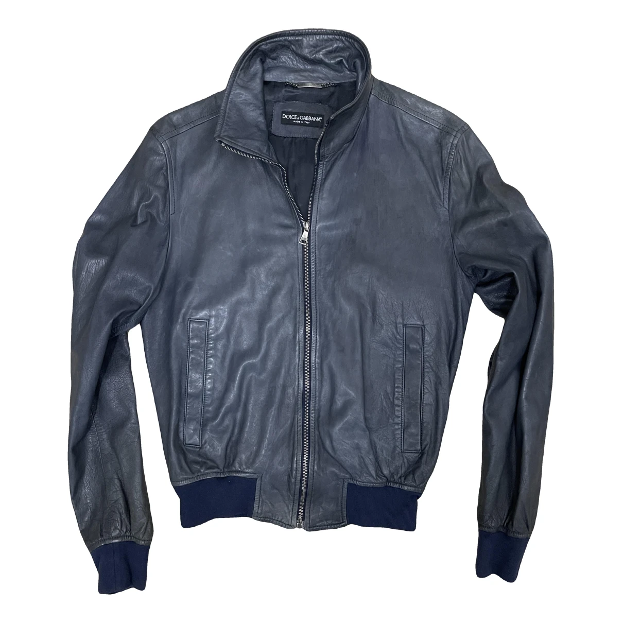 Pre-owned Dolce & Gabbana Leather Jacket In Blue