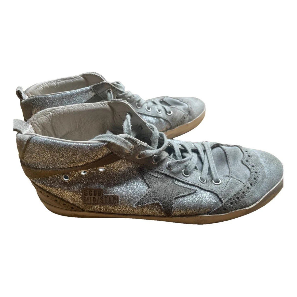 Pre-owned Golden Goose Mid Star Trainers In Metallic