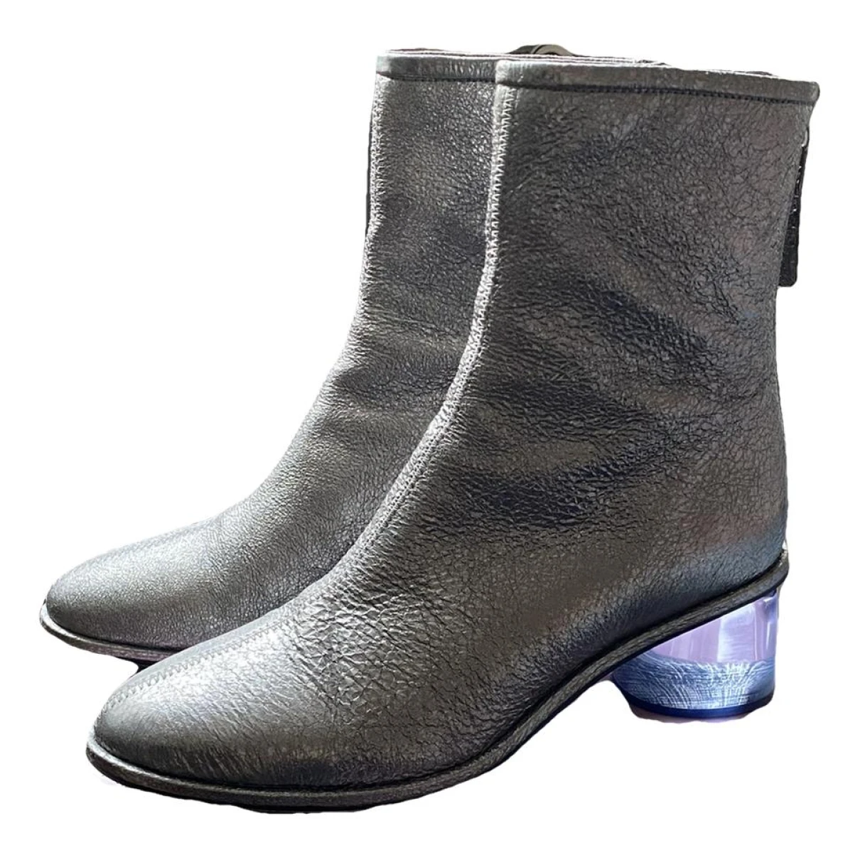 Pre-owned Stine Goya Leather Ankle Boots In Silver