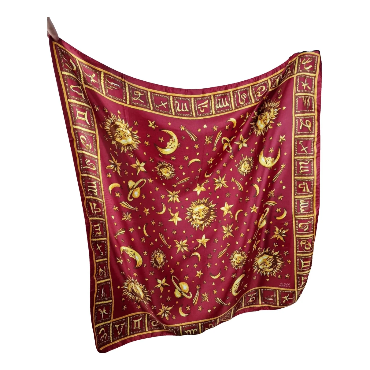 Pre-owned Versace Silk Scarf In Red