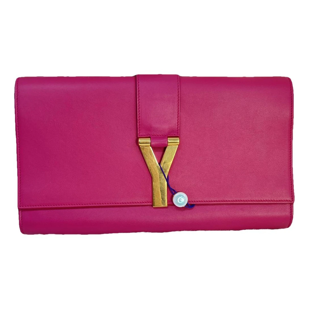 Pre-owned Saint Laurent Chyc Leather Clutch Bag In Pink