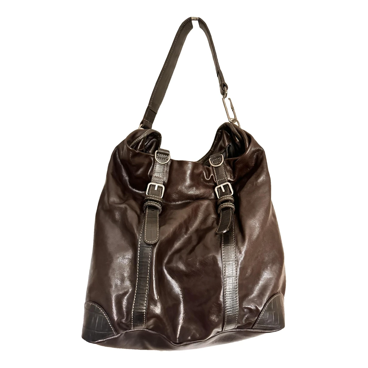 Pre-owned Giorgio Armani Leather Weekend Bag In Brown