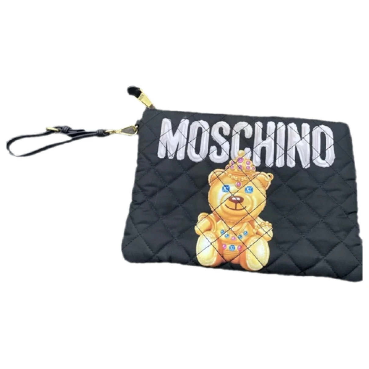 Pre-owned Moschino Cloth Clutch Bag In Black