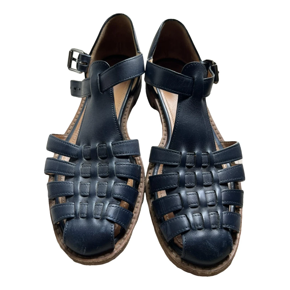 Pre-owned Church's Leather Sandal In Navy