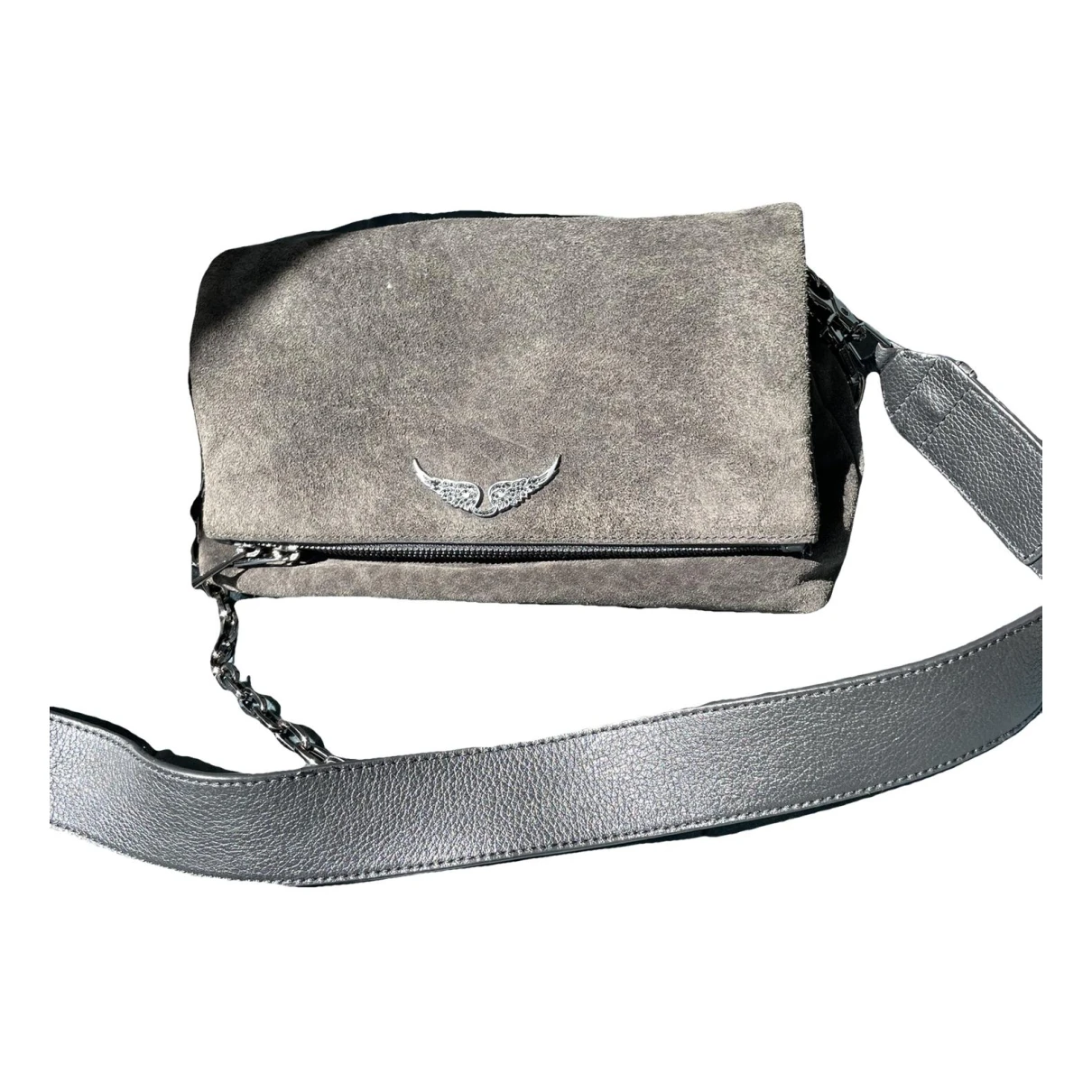 Pre-owned Zadig & Voltaire Velvet Crossbody Bag In Grey