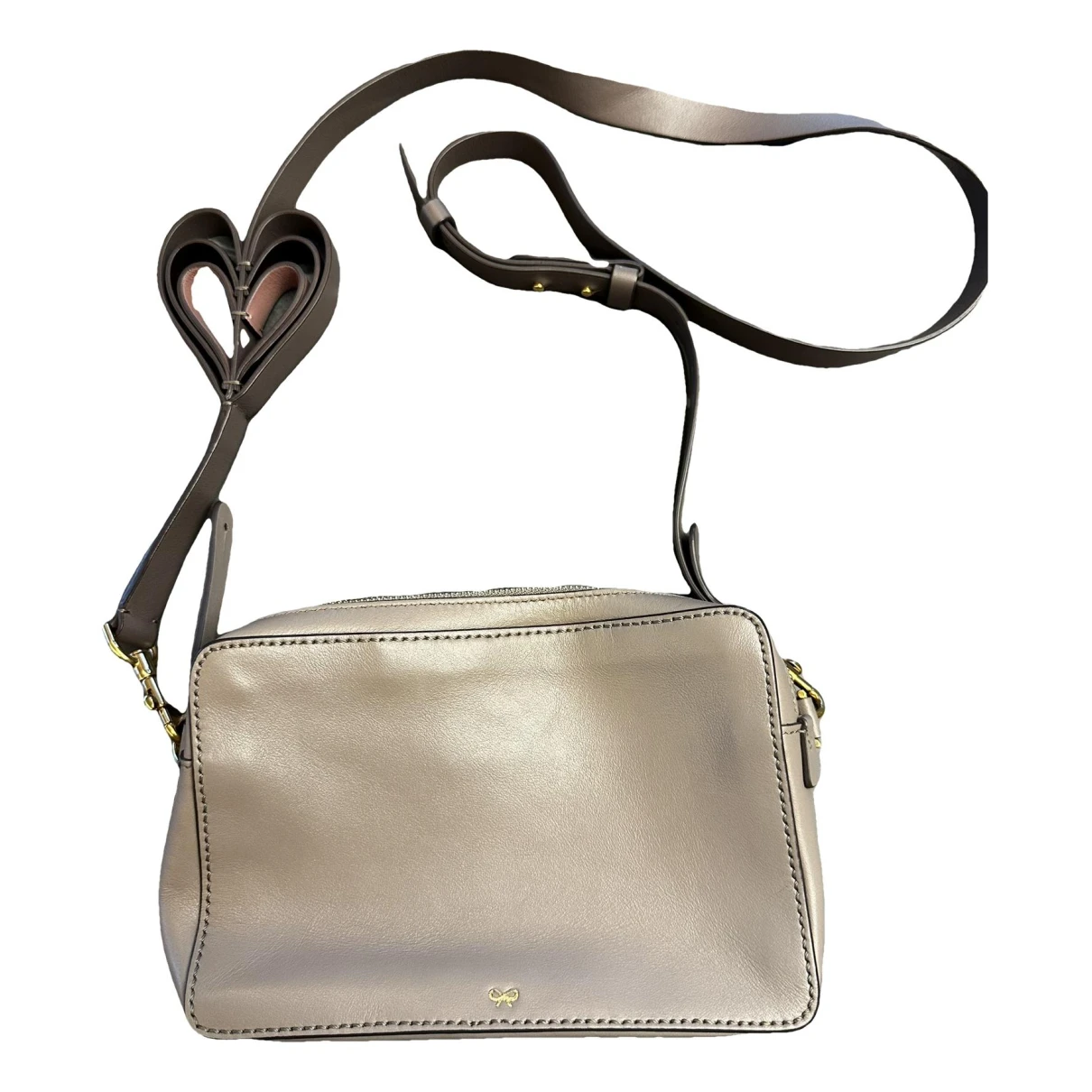 Pre-owned Anya Hindmarch Leather Crossbody Bag In Grey