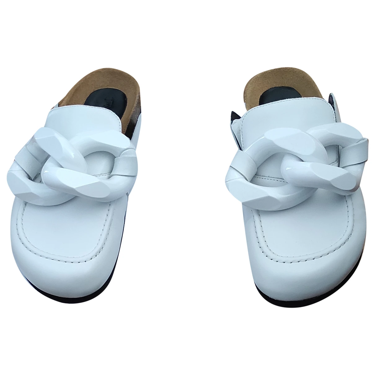 Pre-owned Jw Anderson Leather Flats In White