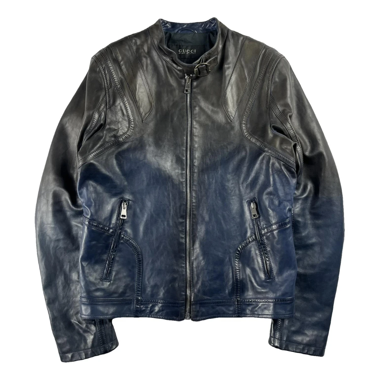 Pre-owned Prada Leather Coat In Blue