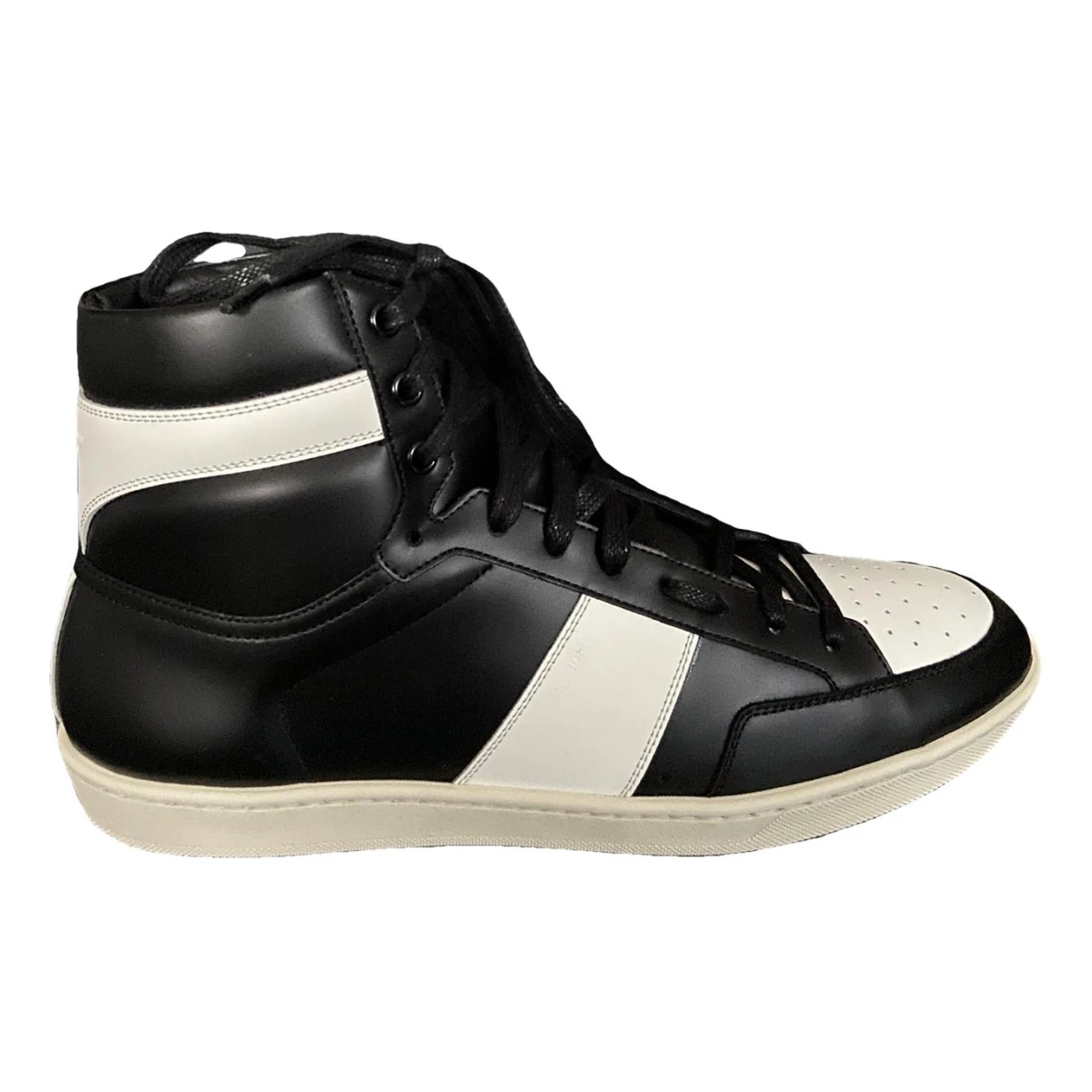 Pre-owned Saint Laurent Sl/100h Leather High Trainers In Black