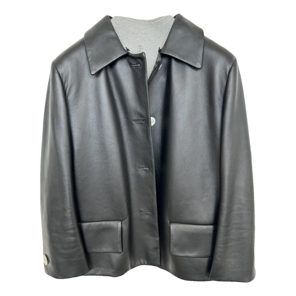 Pre-owned Prada Leather Short Vest In Black