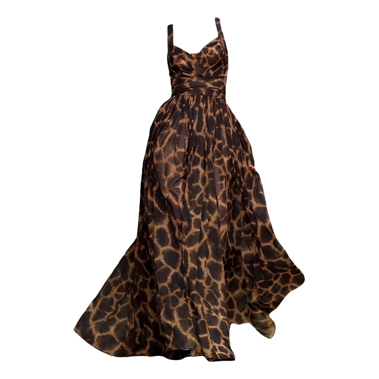 Pre-owned Dolce & Gabbana Silk Maxi Dress In Brown