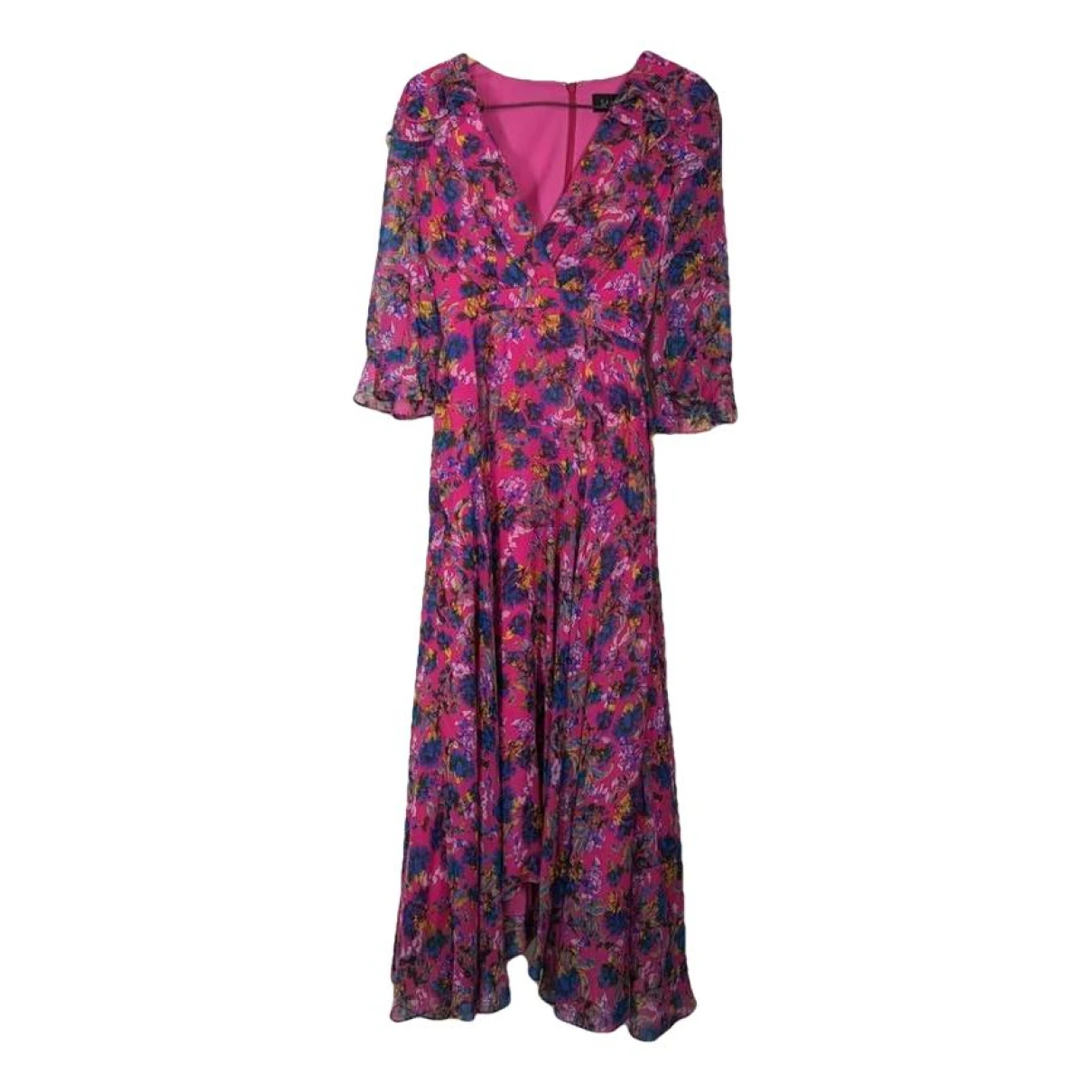 Pre-owned Saloni Silk Mid-length Dress In Pink